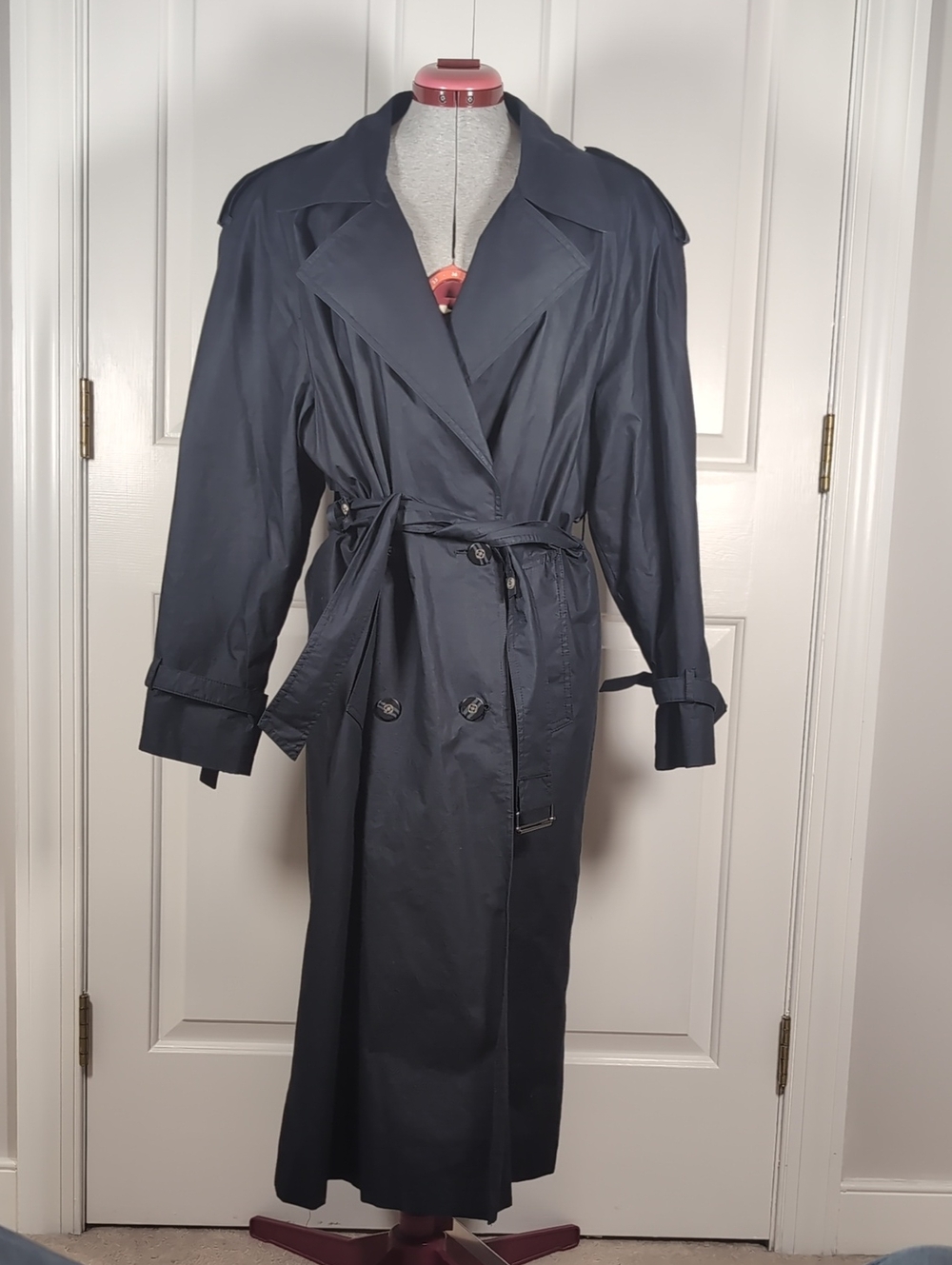 Vintage London Fog Navy Blue Trench Coat Jacket Duster Overcoat Mac Gorpcore 16